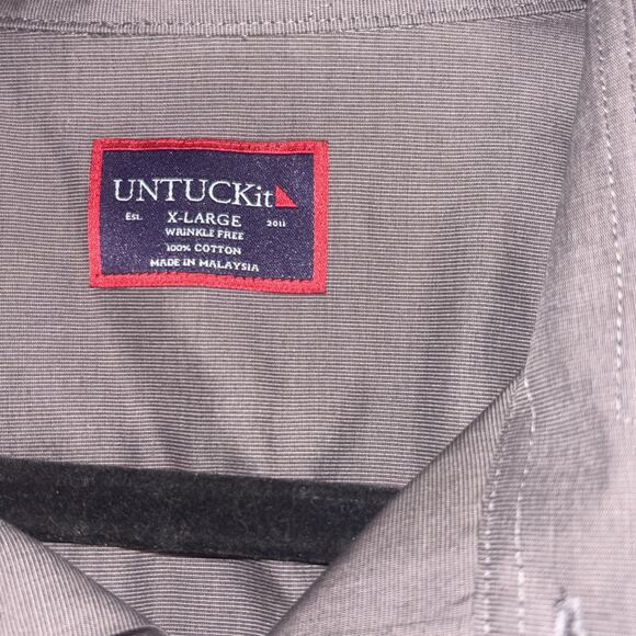 Untuckit Shirt Mens XL Gray Sangiovese Wrinkle Free Cotton Button Up Regular Fit - Picture 4 of 16